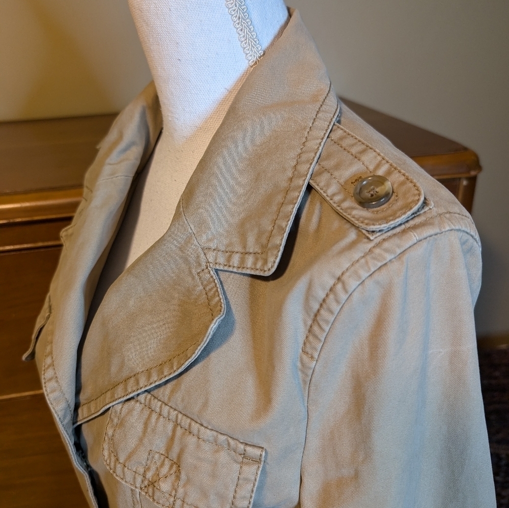 Ann Taylor Brushed Khaki Cargo Summer Jacket Casual Blazer Size L - Picture 5 of 14